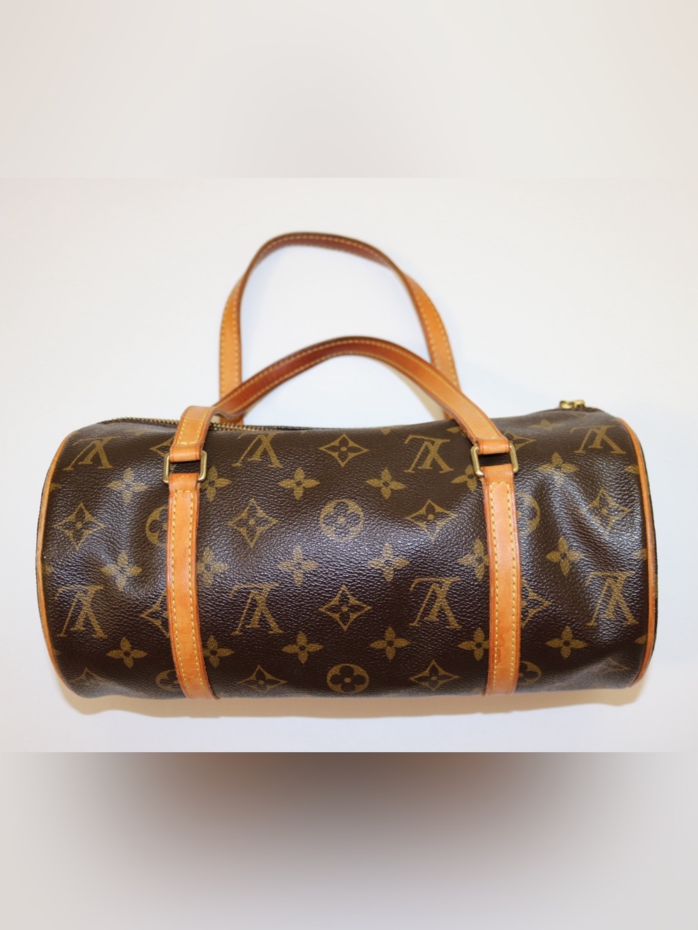 Louis Vuitton Papillon Brown Monogram Bag with Tan Trim